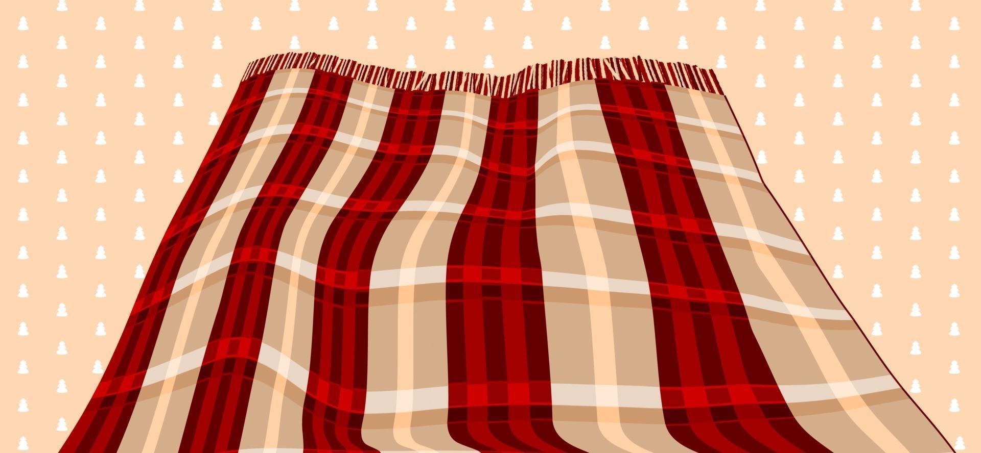 Red and burgundy, beige christmas traditional plaid with lines and rectangles for New year background for bed, sofa or floor in the room or outside vector