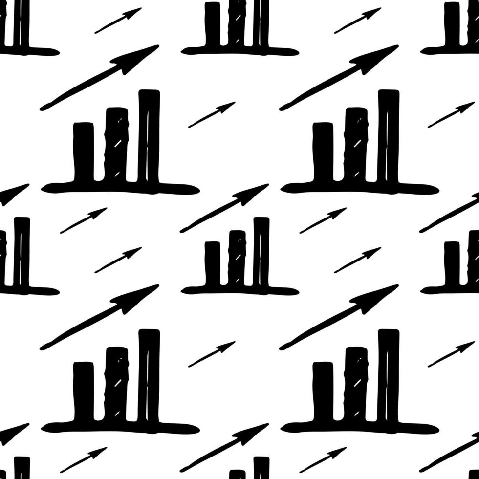 growth chart doodle - seamless vector background. business investment