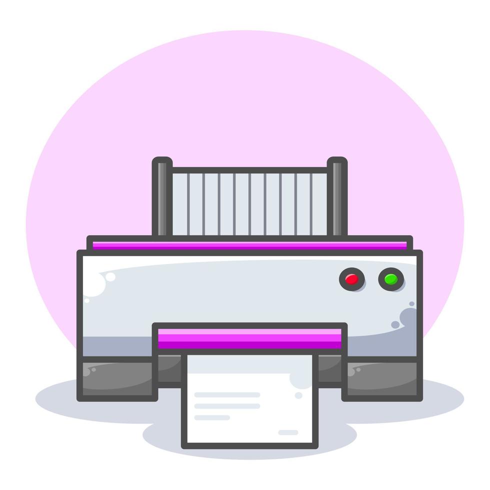 Printer illustration flat design front view style three vector