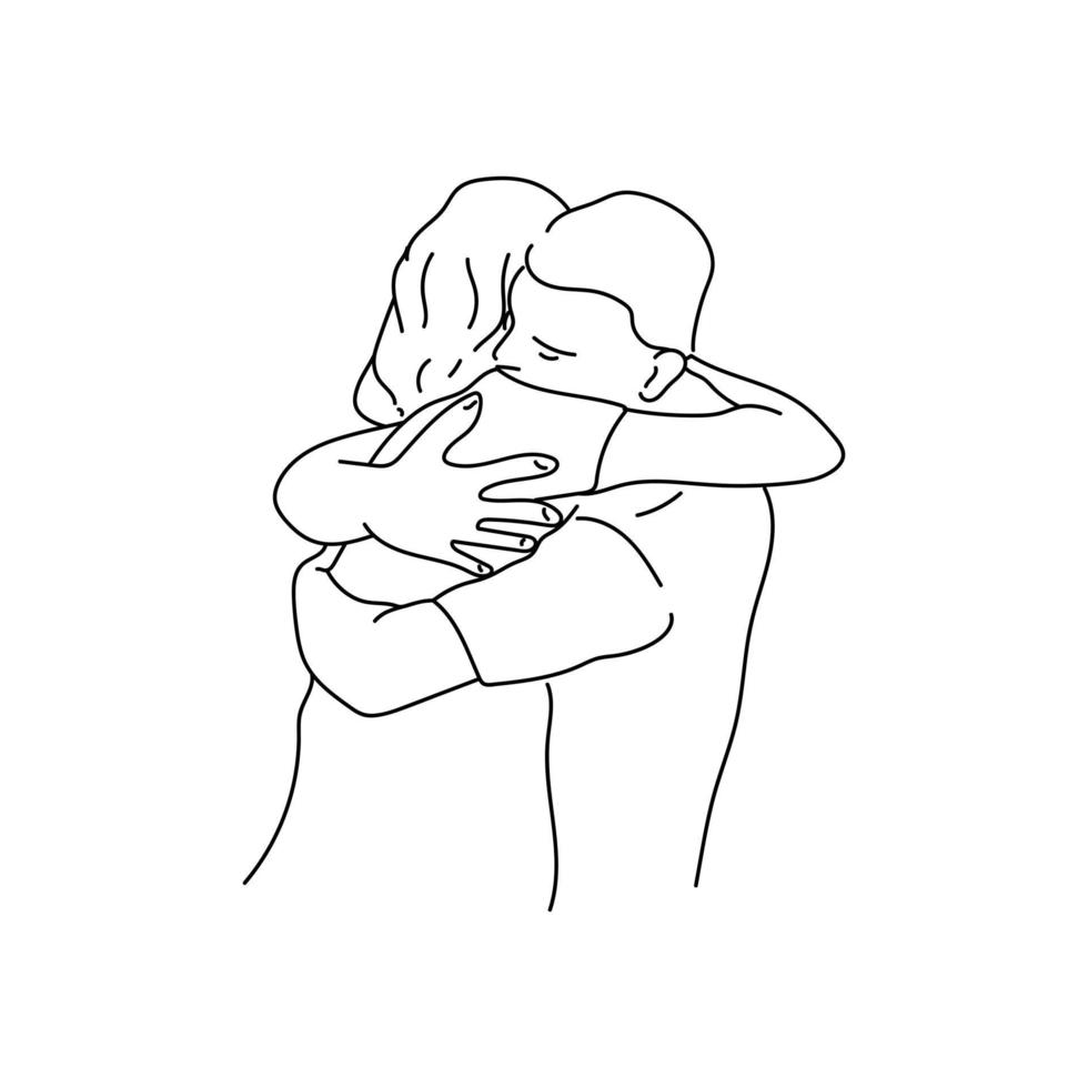abrazos de un hombre y una mujer, un esquema sobre los sentimientos y el apoyo, dos personas abrazándose vector