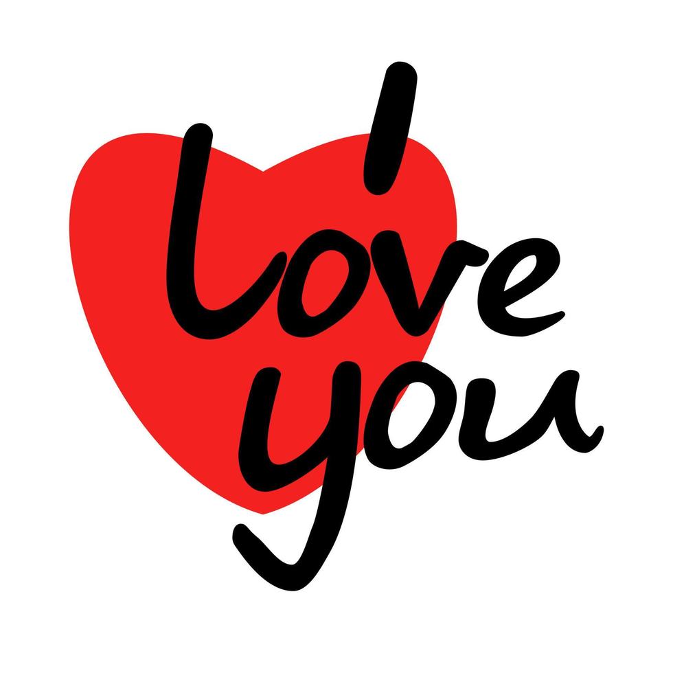 I love you, ornate inscription on the background of a red heart, lettering for Valentine's day vector