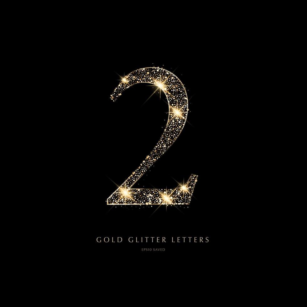 Glittering golden letters on a black background,shiny letters. vector