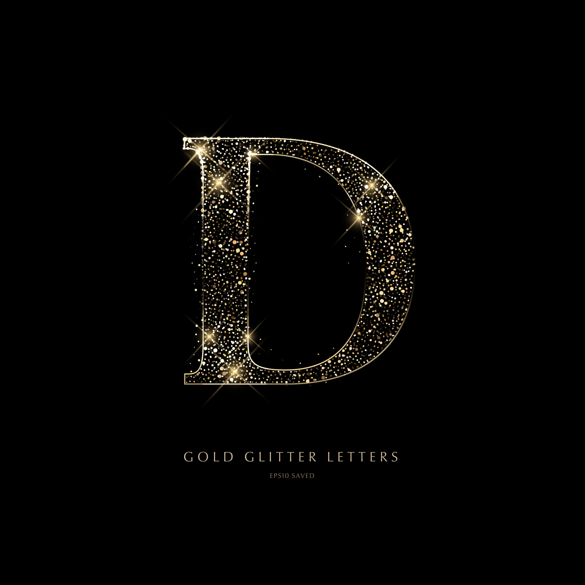 Glittering golden letters on a black background,shiny letters. 3619241