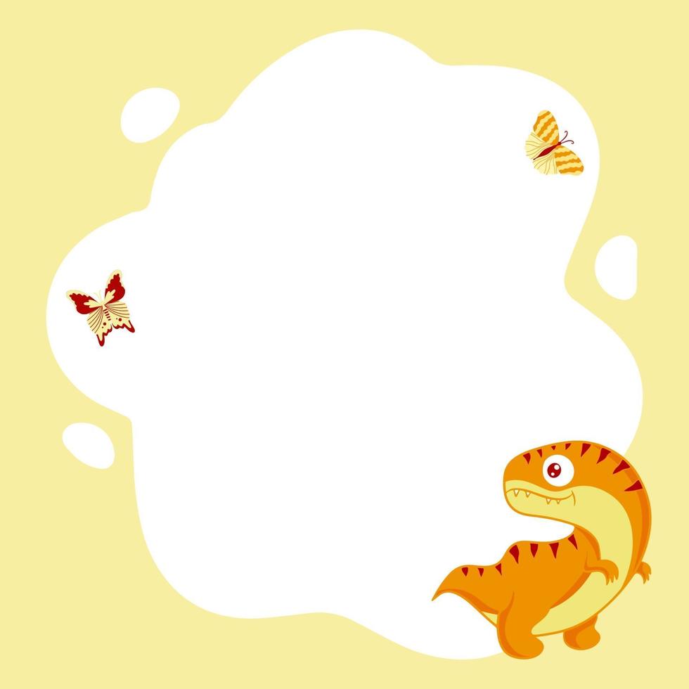 Dinosaurs. Vector frame in the form of spot, cartoon style. Template.