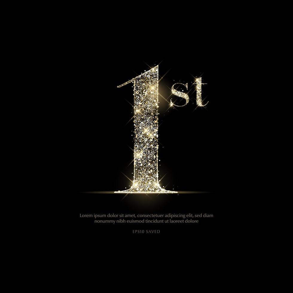 Glittering golden letters on a black background,shiny letters. vector