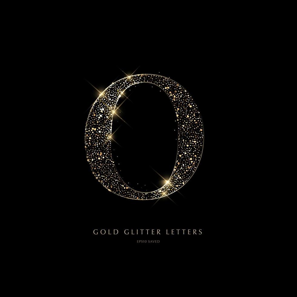 Glittering golden letters on a black background,shiny letters. vector