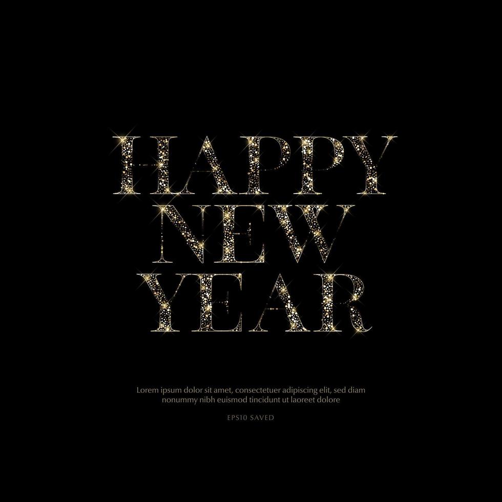 Glittering golden letters on a black background,shiny letters. vector