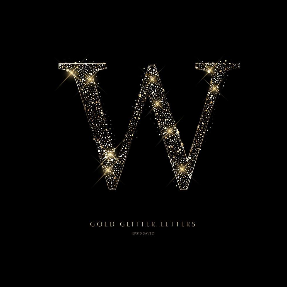 Glittering golden letters on a black background,shiny letters. vector
