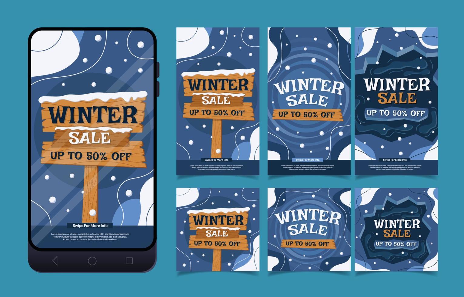 Winter Sale Social Media Post and Story Template vector