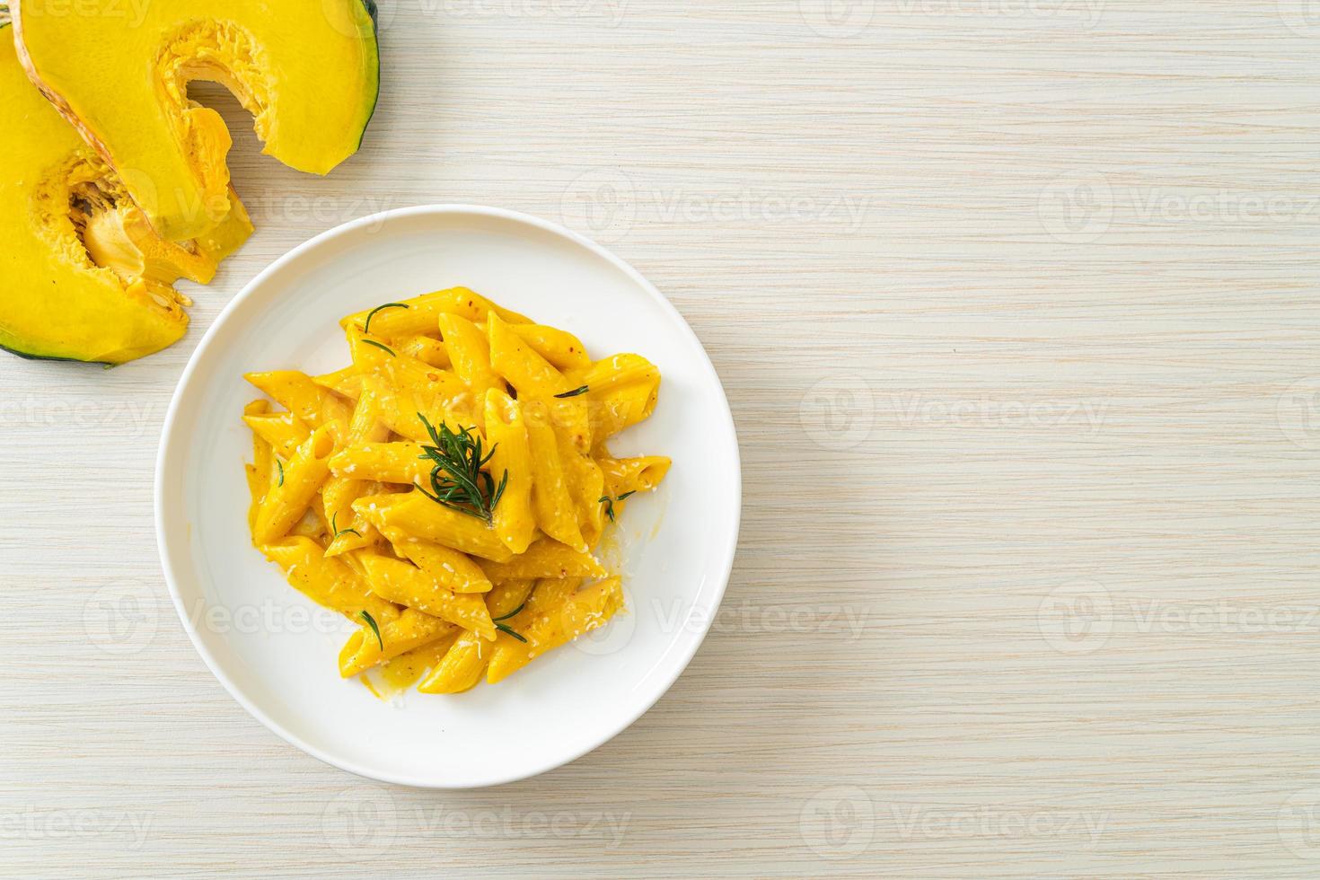 penne pasta with butternut pumpkin creamy sauce photo