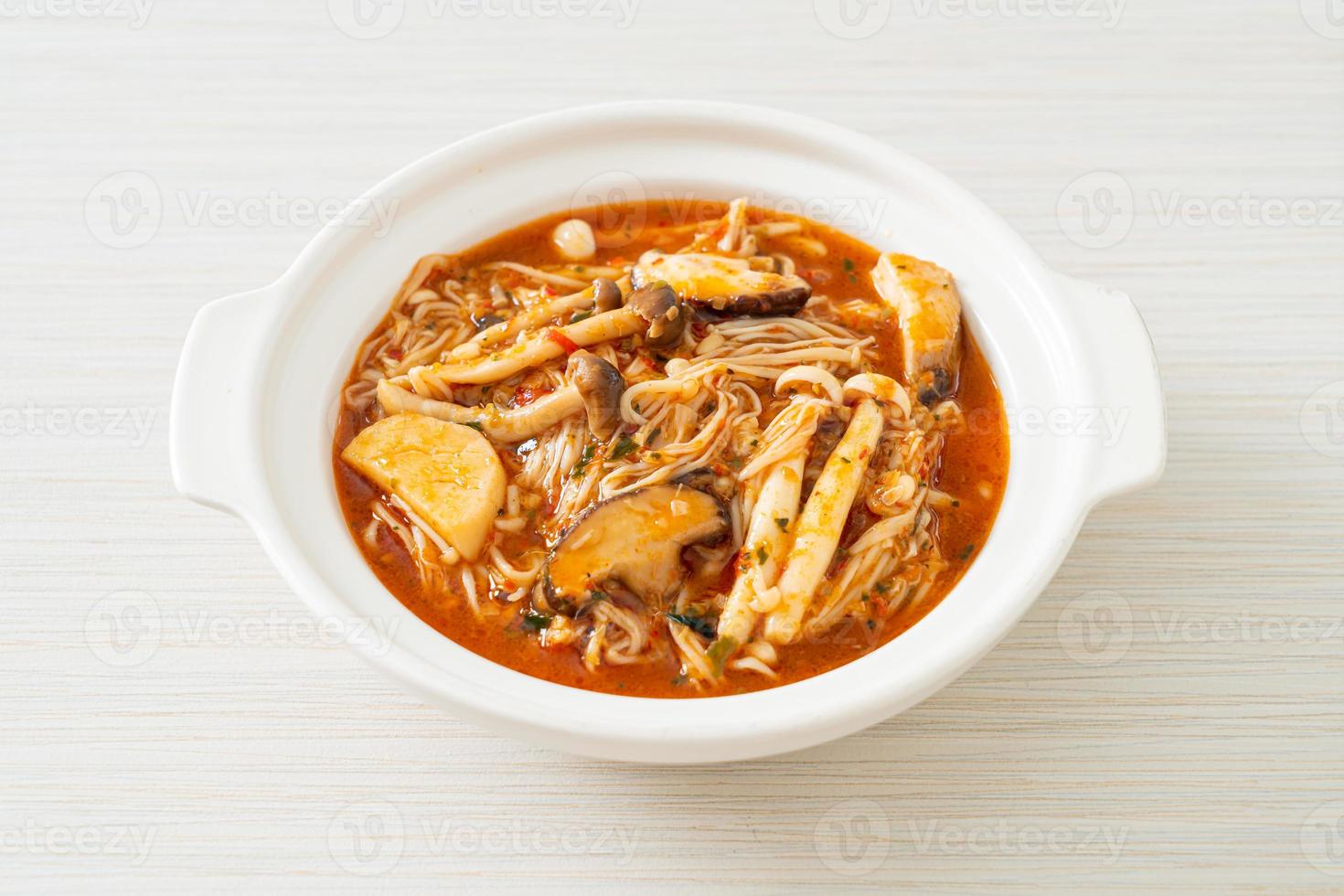 Stir-fried Spicy Mushroom with Tom Yum Soup photo