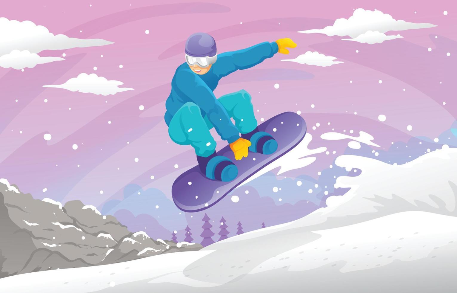 snowboard deporte extremo de invierno vector