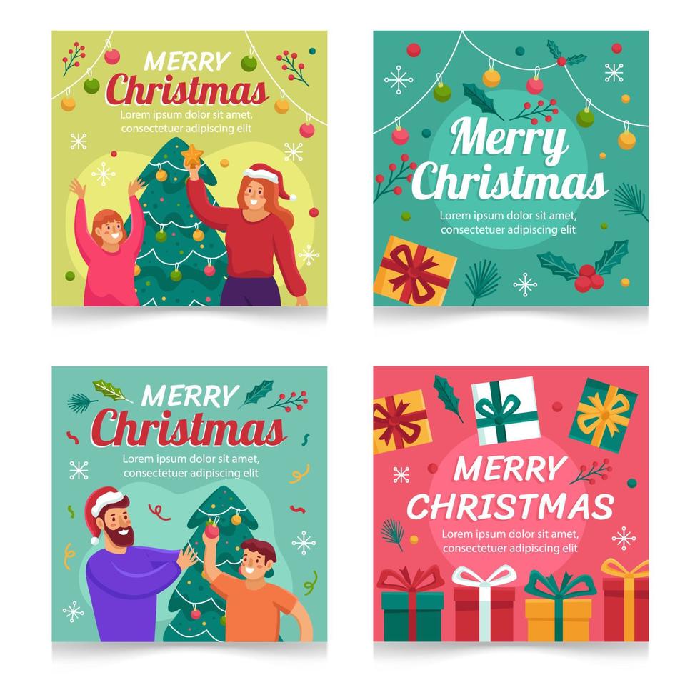 Happy Christmas Festivity Social Media Post vector