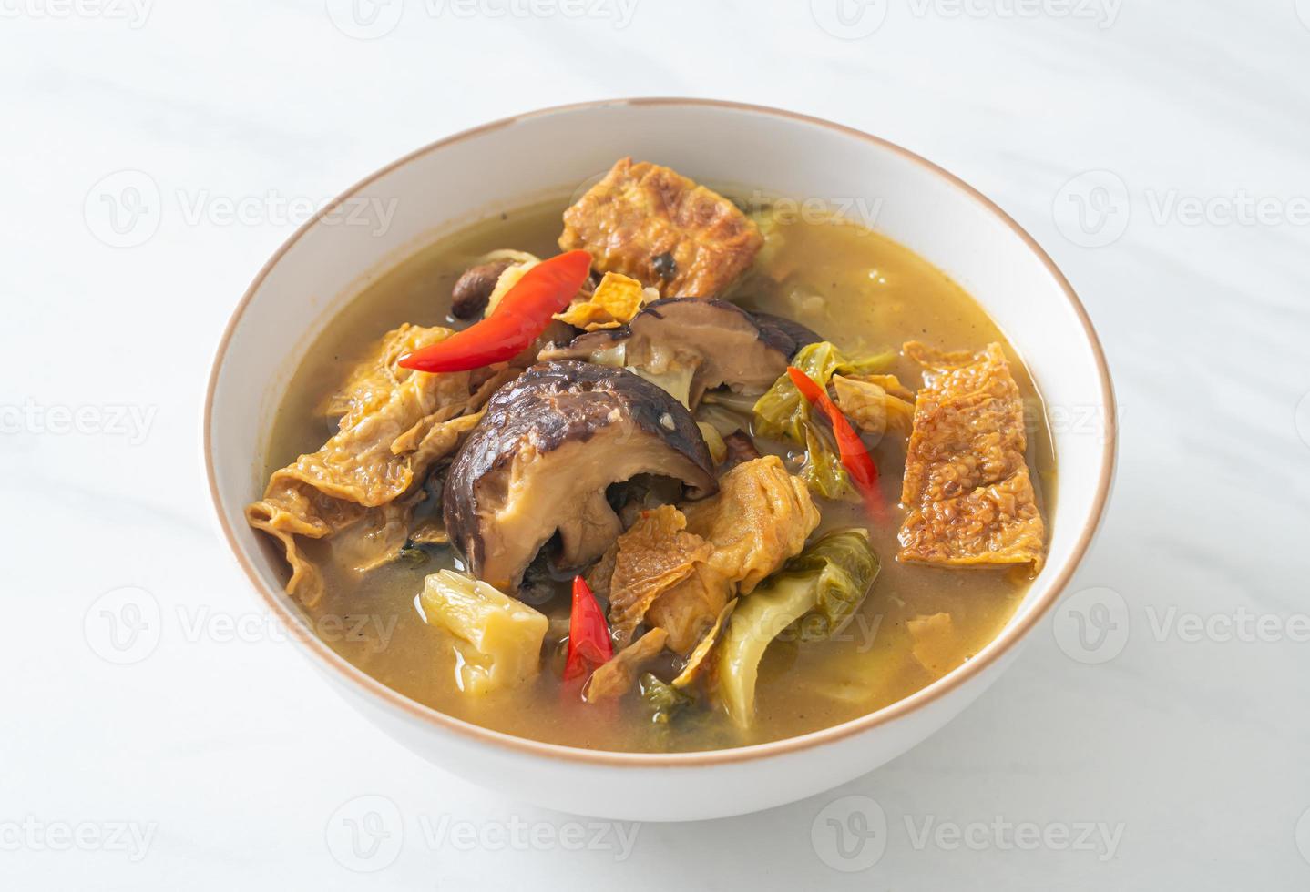 boiled pickled cabbage and bitter gourd soup photo