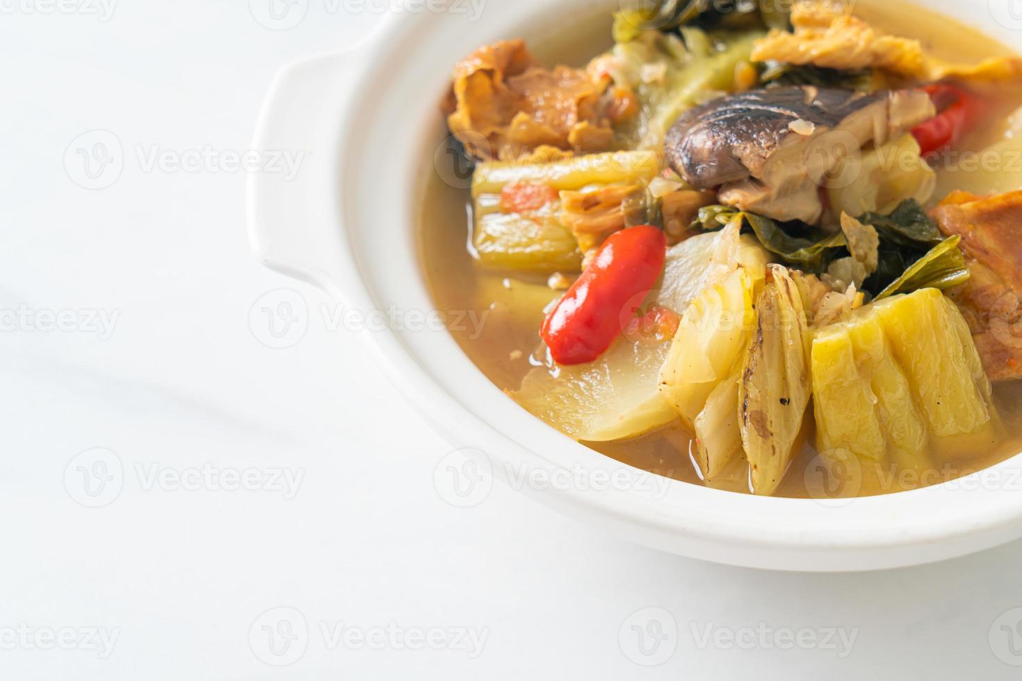 boiled pickled cabbage and bitter gourd soup photo