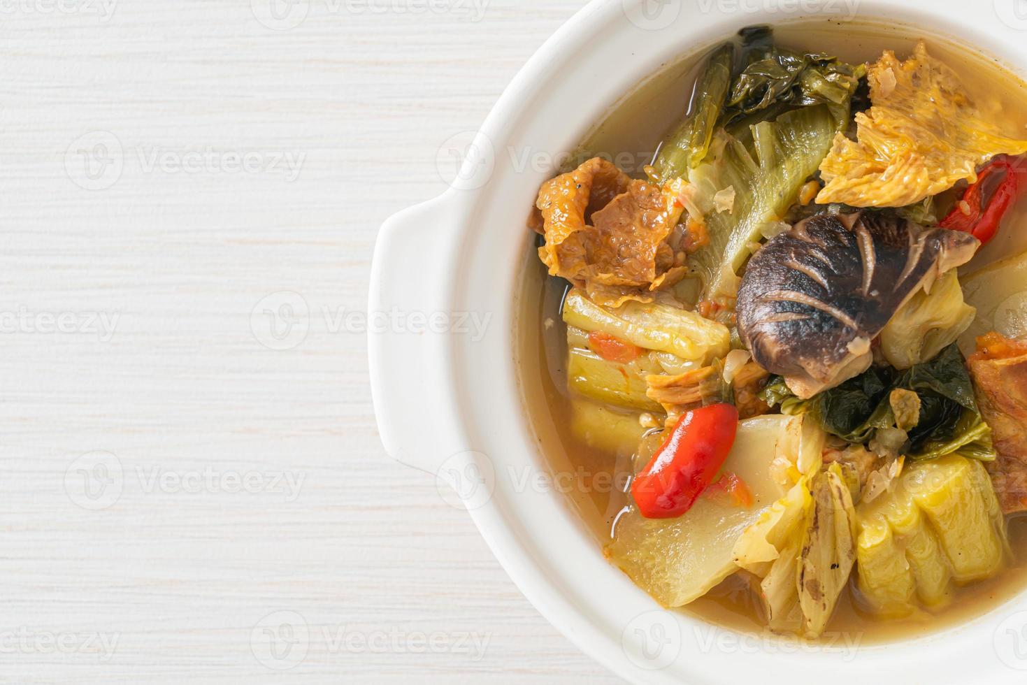 boiled pickled cabbage and bitter gourd soup photo