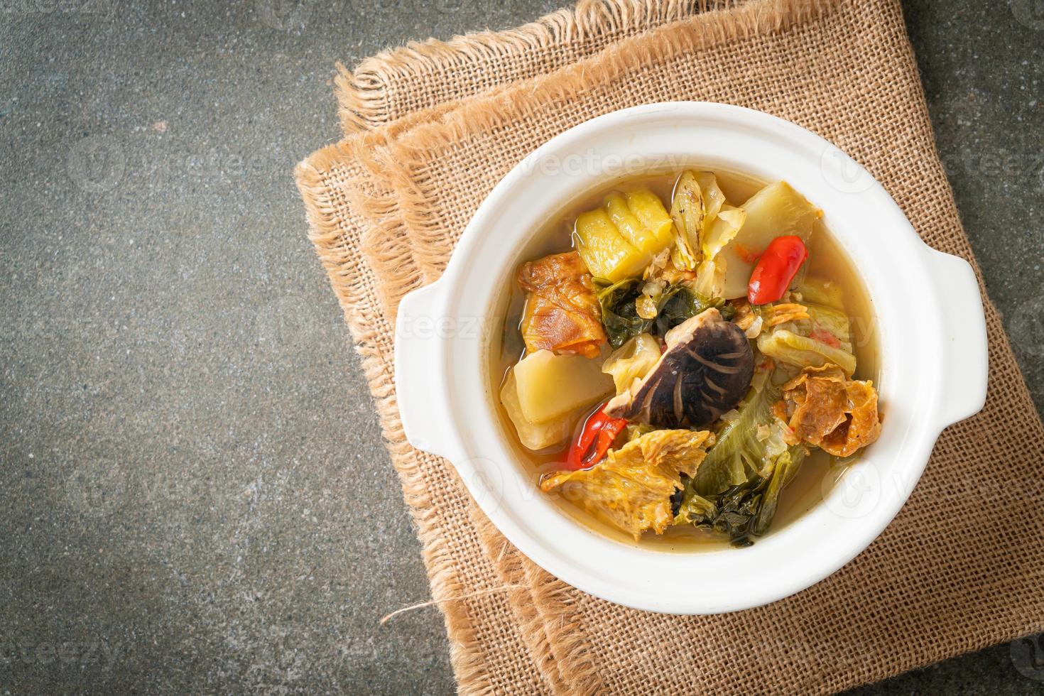 boiled pickled cabbage and bitter gourd soup photo