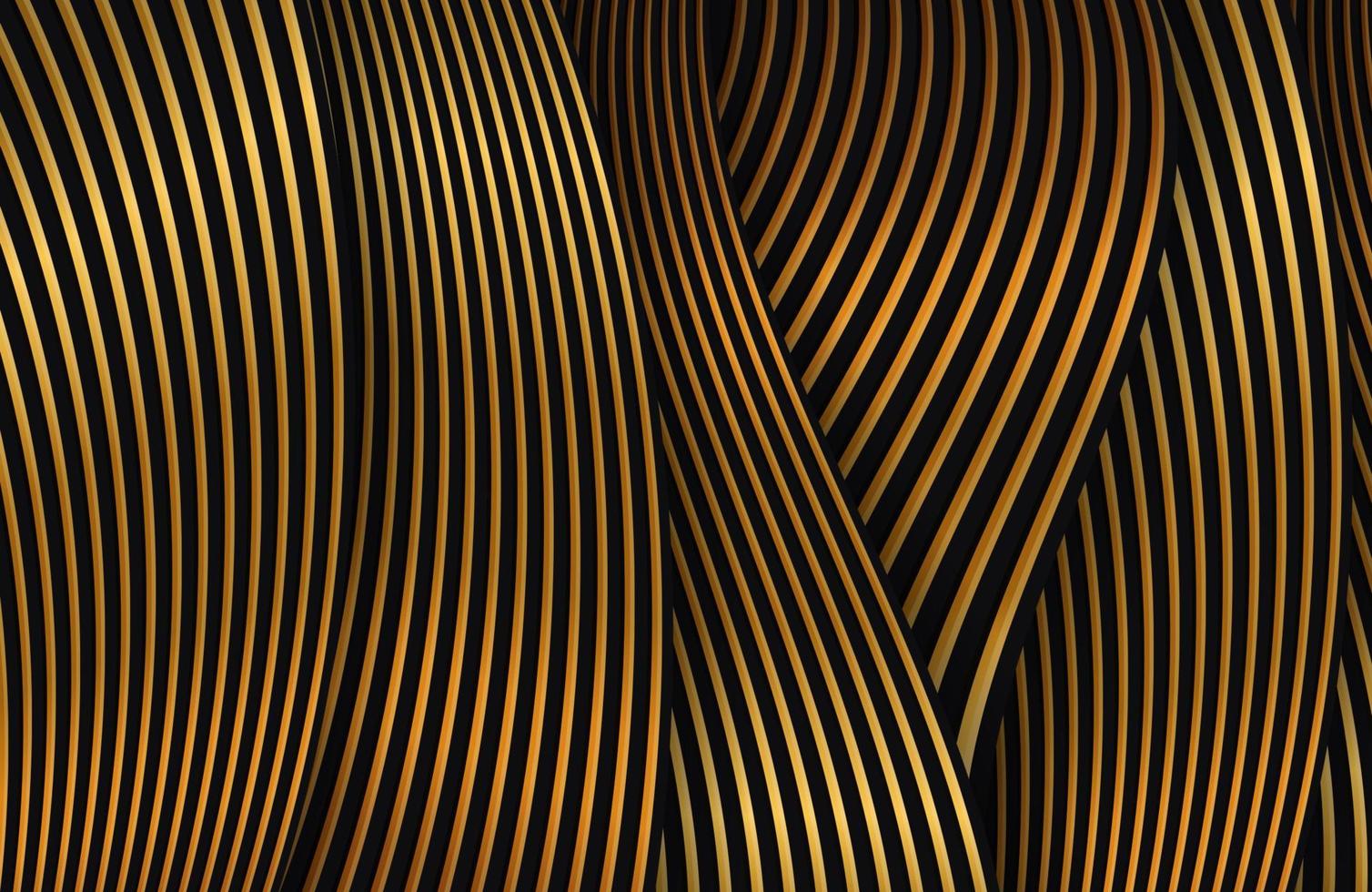 Dynamic wavy Black and gold lines luxury elegant background vector