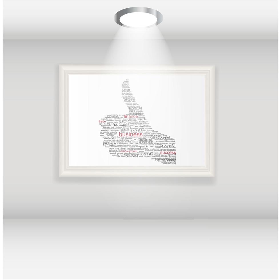 Hand signal on white frames in art gallery vector illustration.
