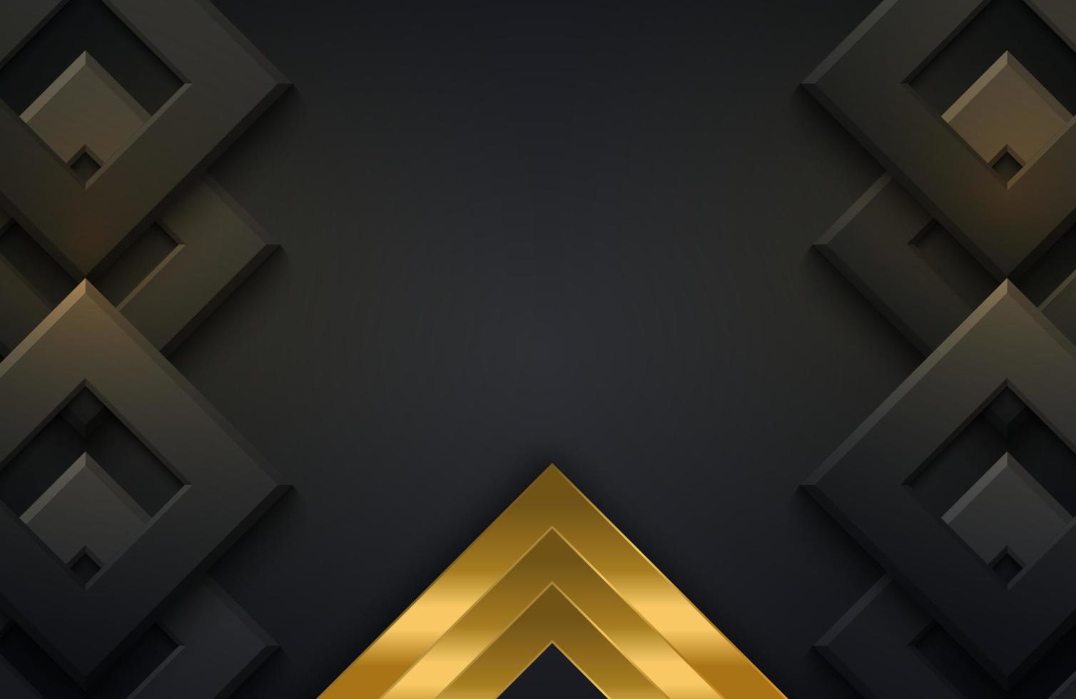 Fondo negro geométrico abstracto moderno con elemento de metal dorado vector