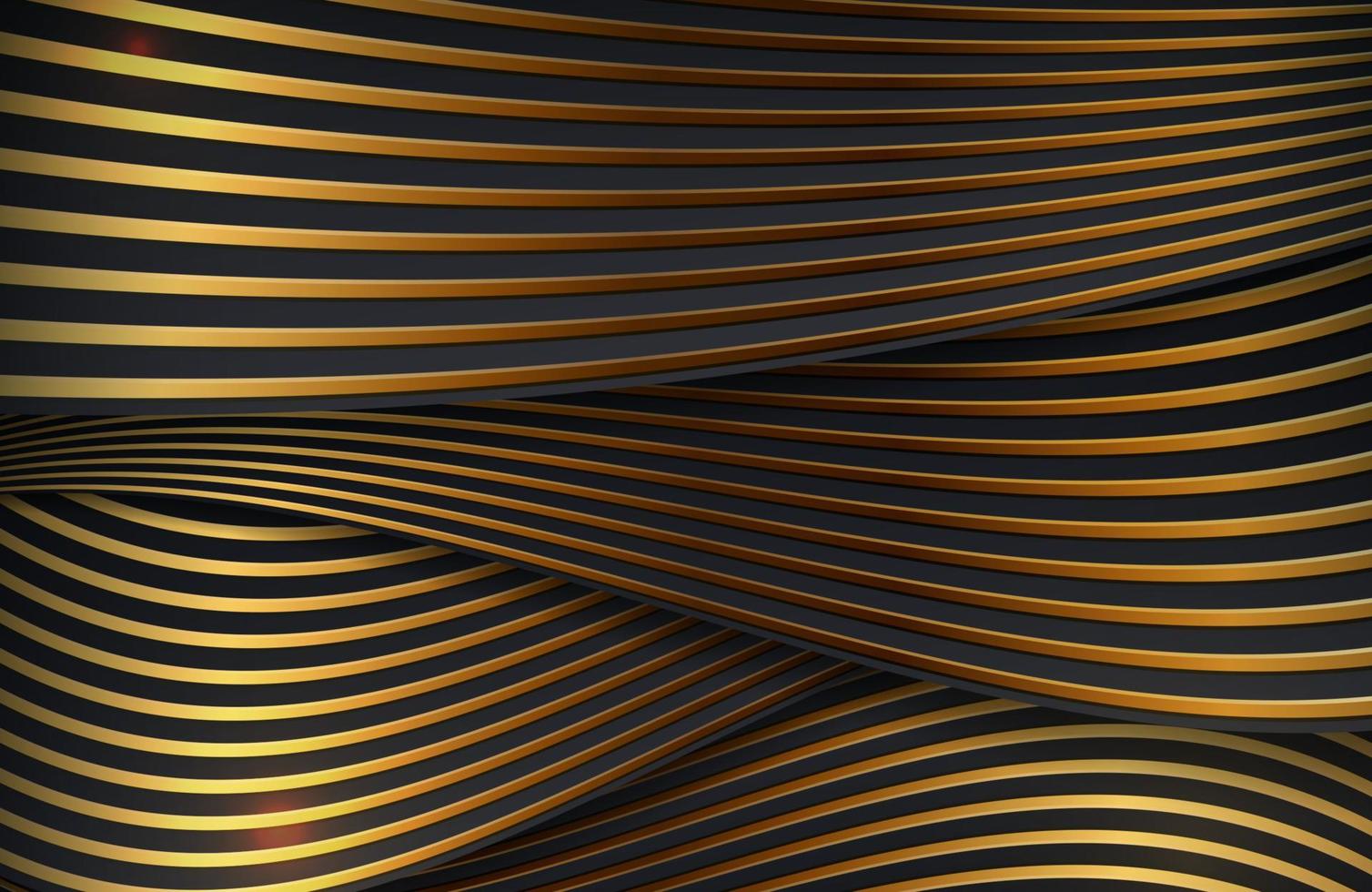 Dynamic wavy Black and gold lines luxury elegant background vector