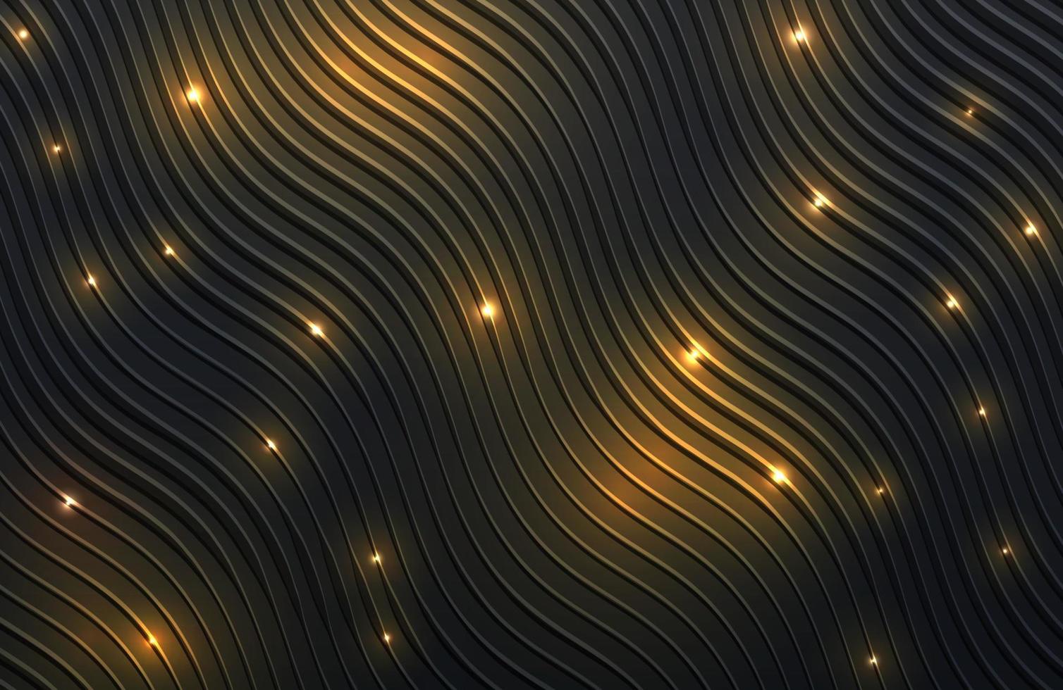 Dynamic wavy Black and gold lines luxury elegant background vector