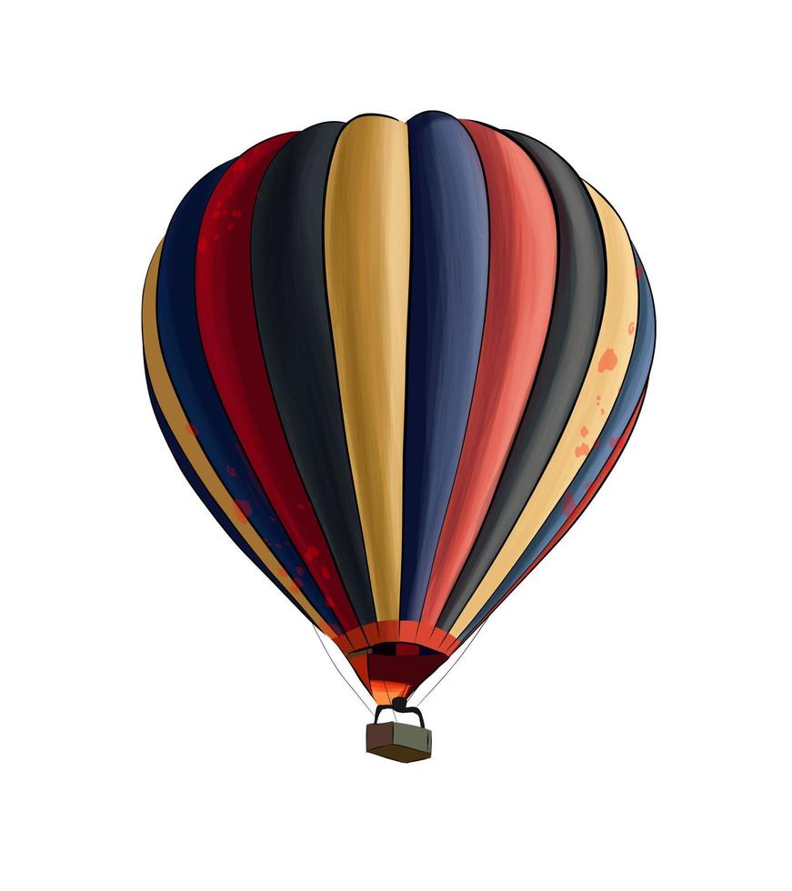 Hot air balloon from multicolored paints. Splash of watercolor, colored drawing, realistic. Vector illustration of paints