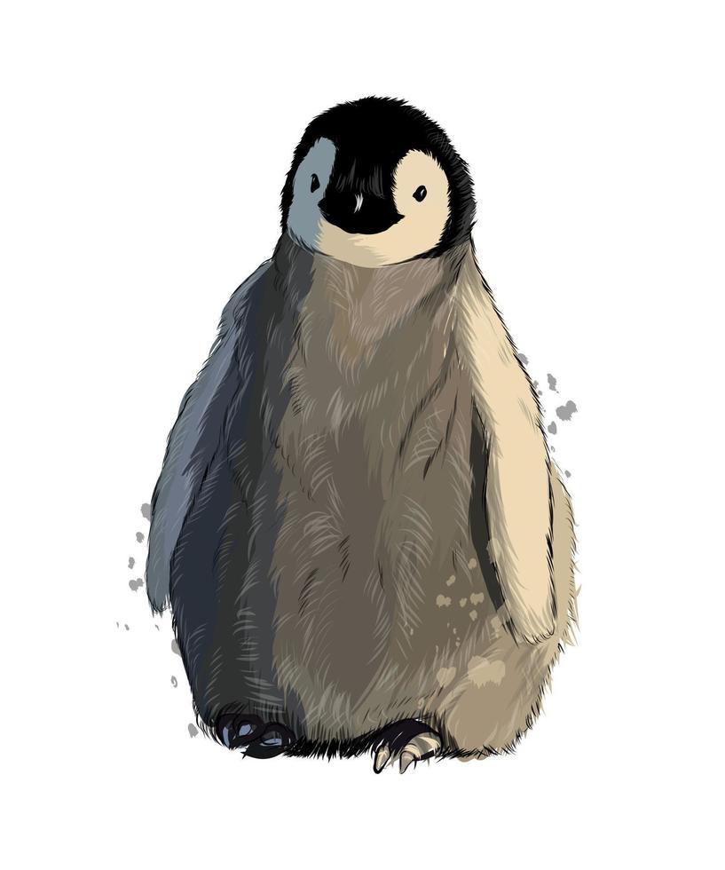 Emperor penguin from multicolored paints. Splash of watercolor, colored drawing, realistic. Vector illustration of paints
