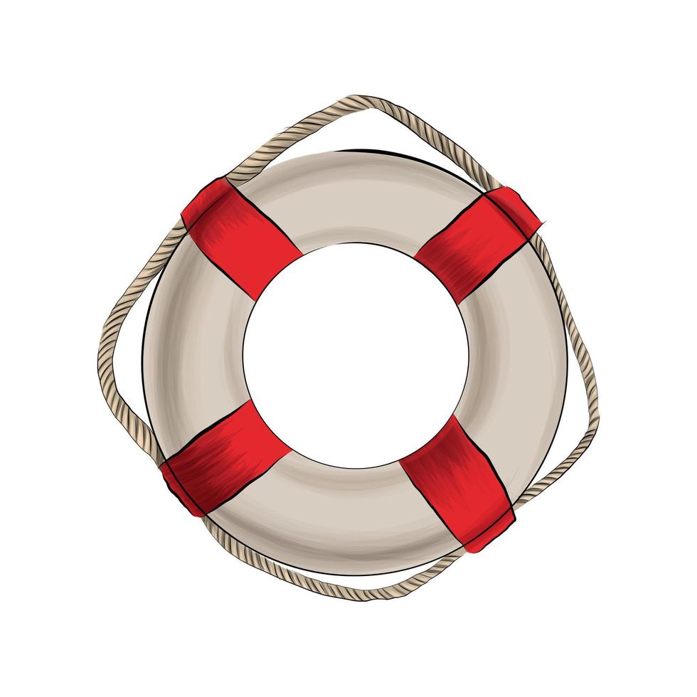 Lifebuoy from multicolored paints. Splash of watercolor, colored drawing, realistic. Vector illustration of paints