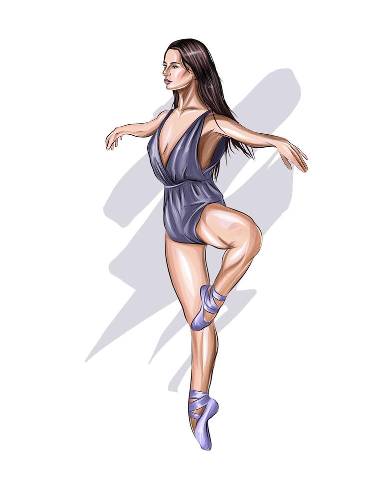 Ballerina ballet dancer from multicolored paints. Splash of watercolor, colored drawing, realistic. Vector illustration of paints