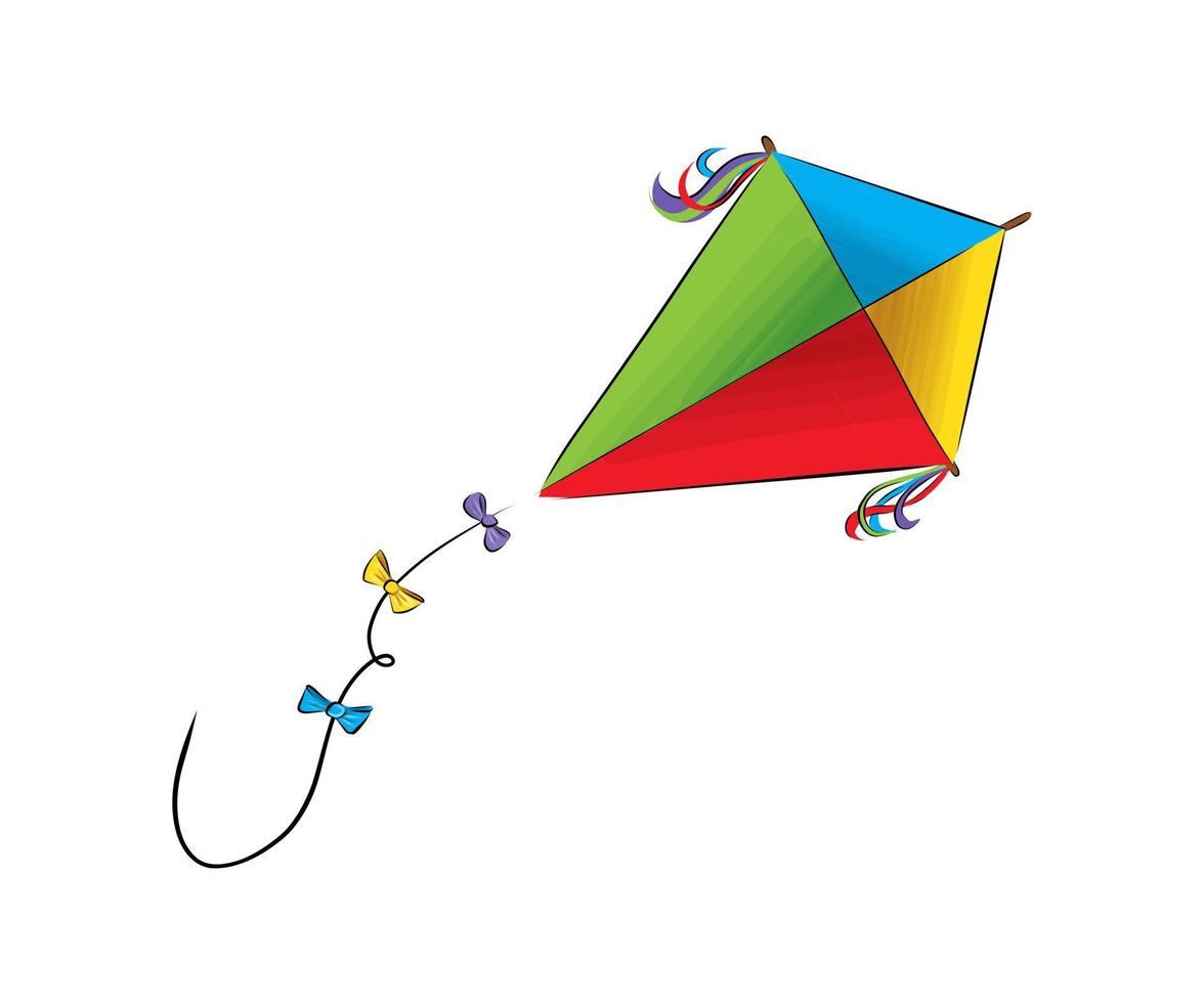 Kite from multicolored paints. Splash of watercolor, colored drawing, realistic. Vector illustration of paints