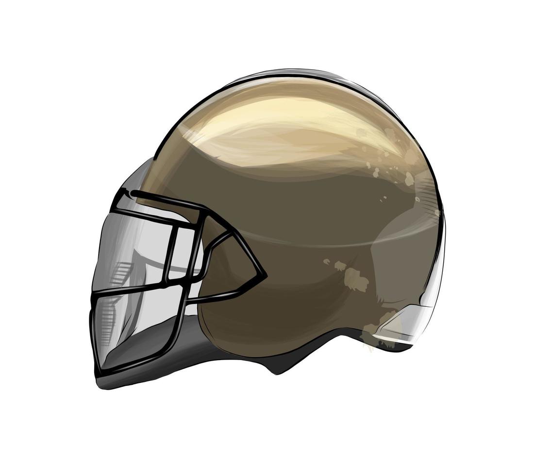 American Football Helmet from multicolored paints. Splash of watercolor, colored drawing, realistic. Vector illustration of paints