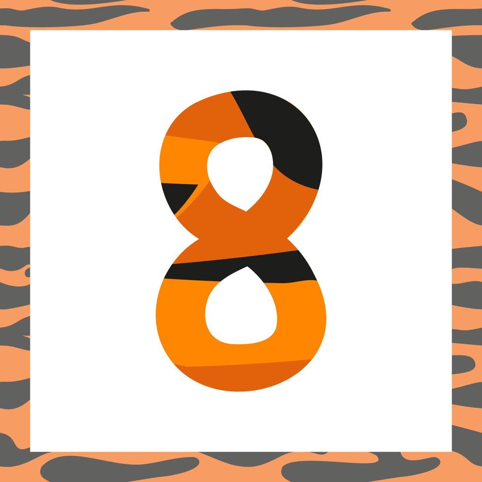 Number eight with tiger pattern vector