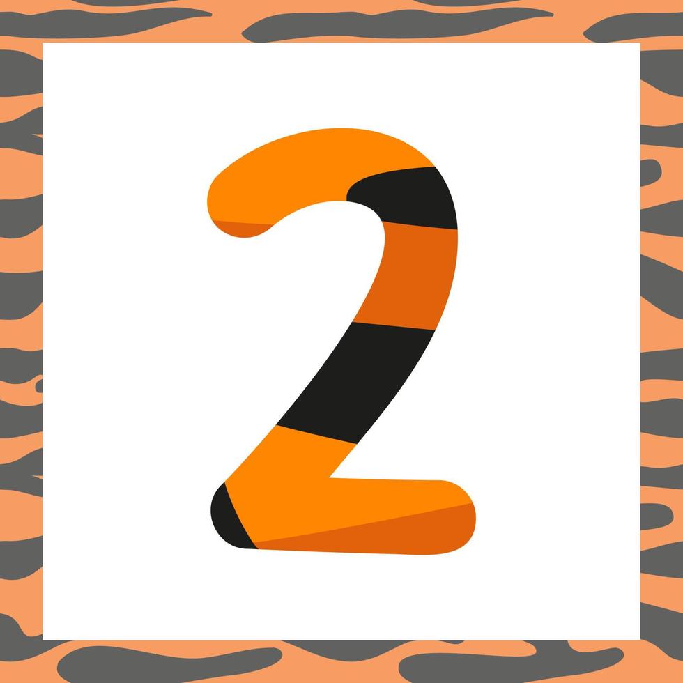 Number two with tiger pattern vector