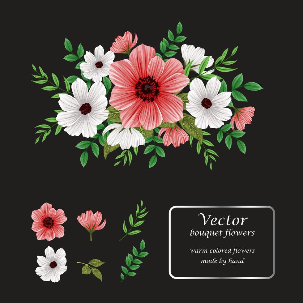 beautiful isolated bouquet flower illustration easy to edit shape and color. vector