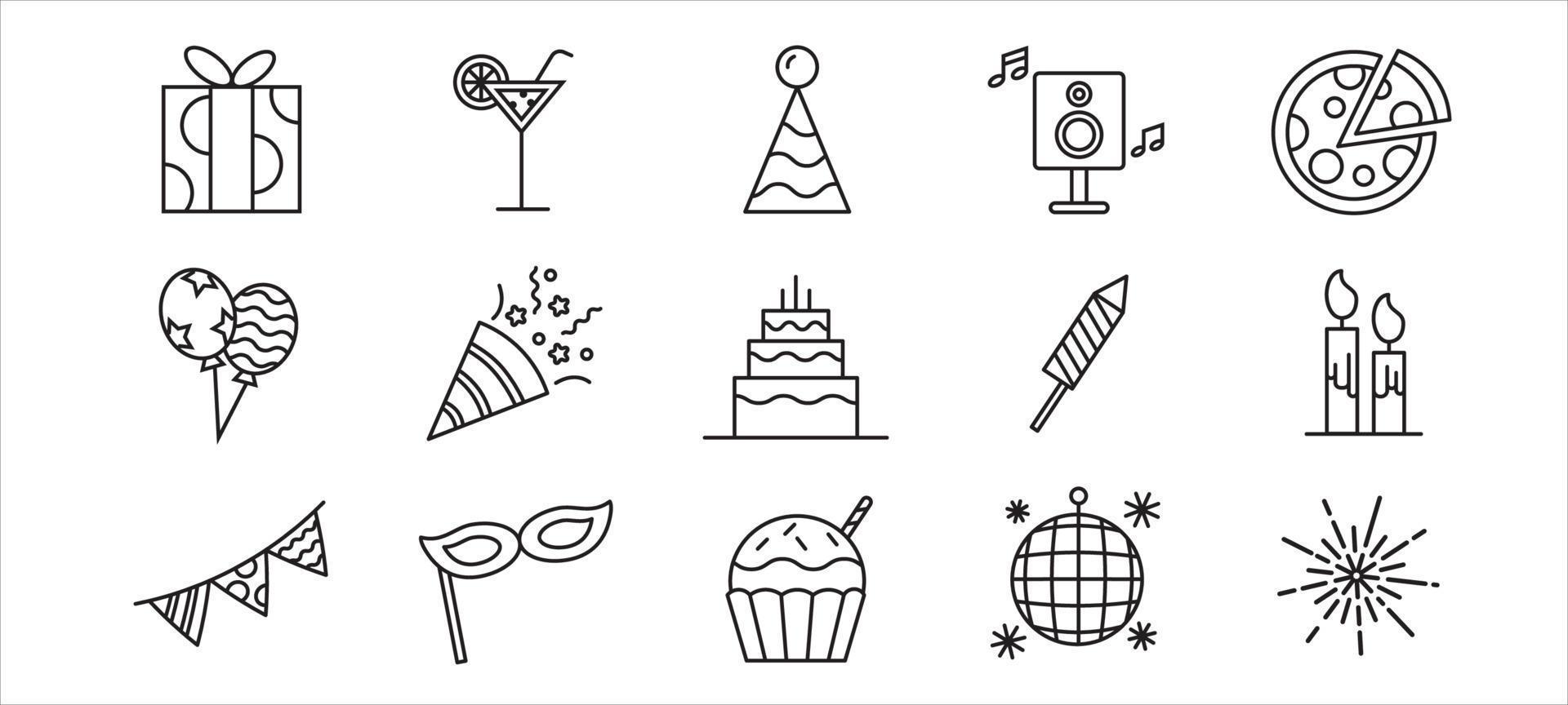 Outline Party Icon Collection vector