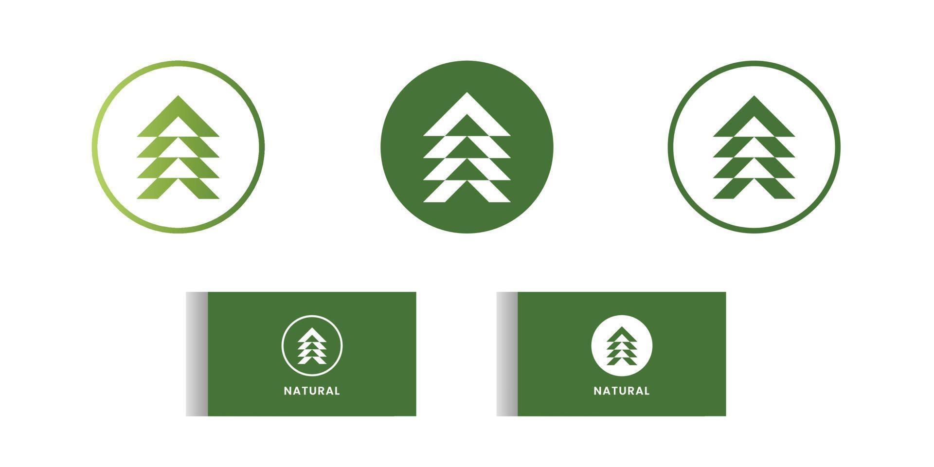 Set of nature logo design. Green flat nature icon. Free vector