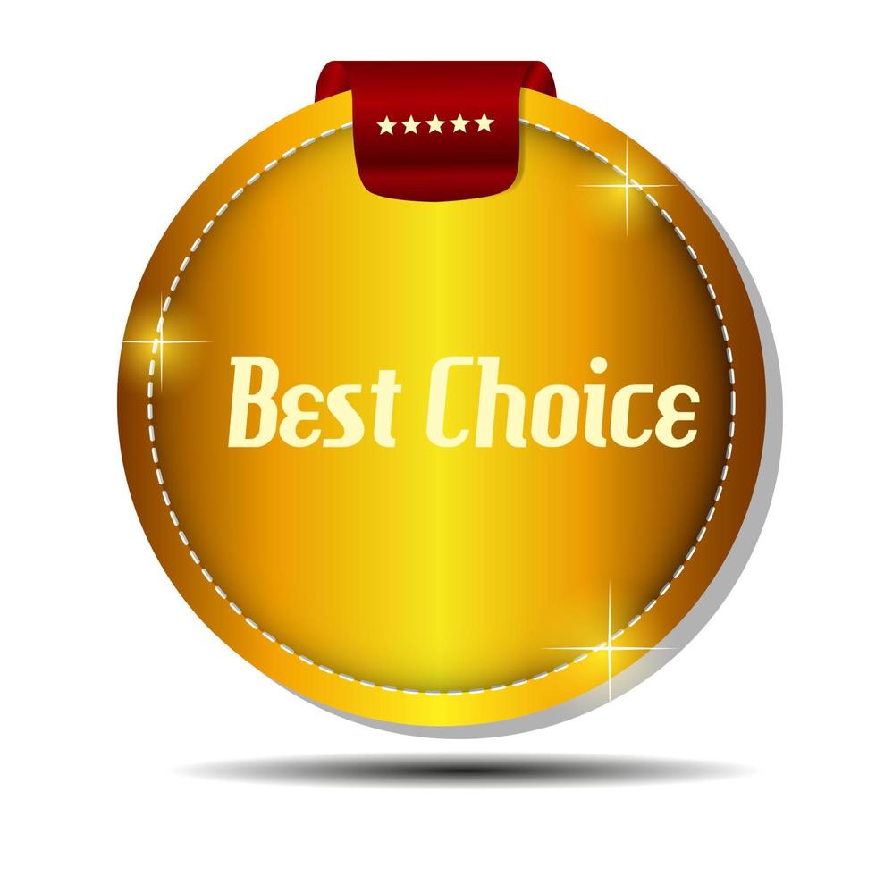 Vector best choice label with red ribbon.