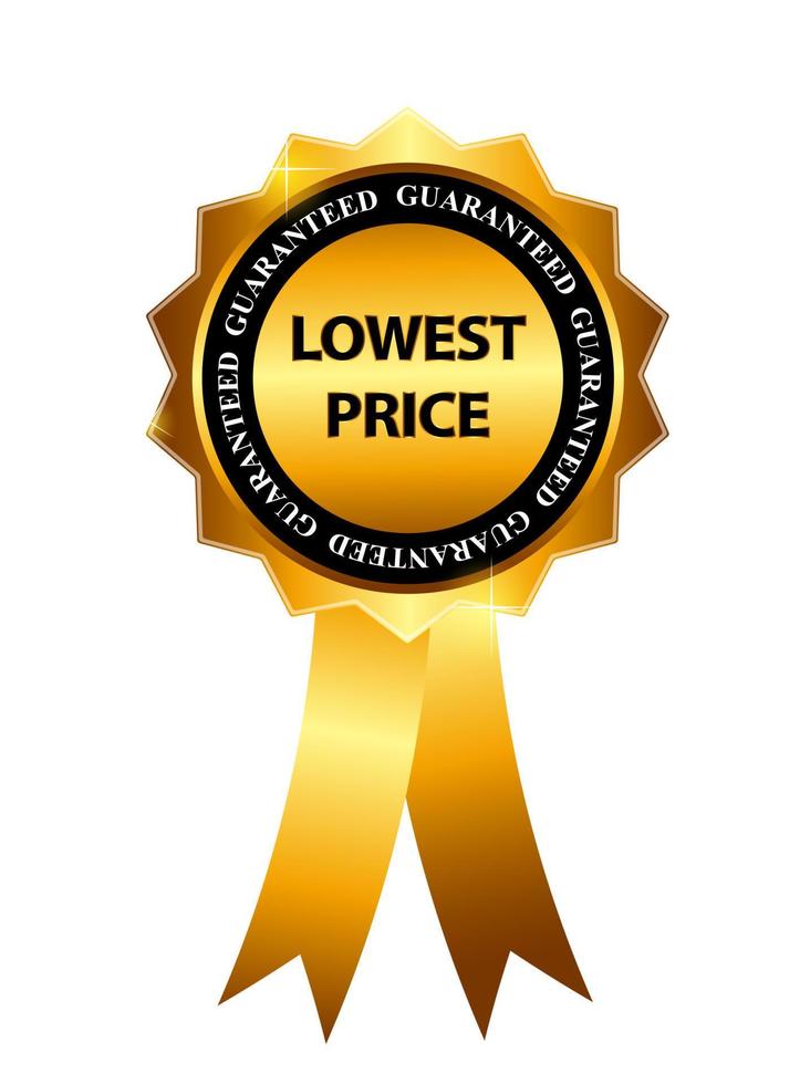 Lowest Price Guarantee Gold Label Sign Template Vector Illustration