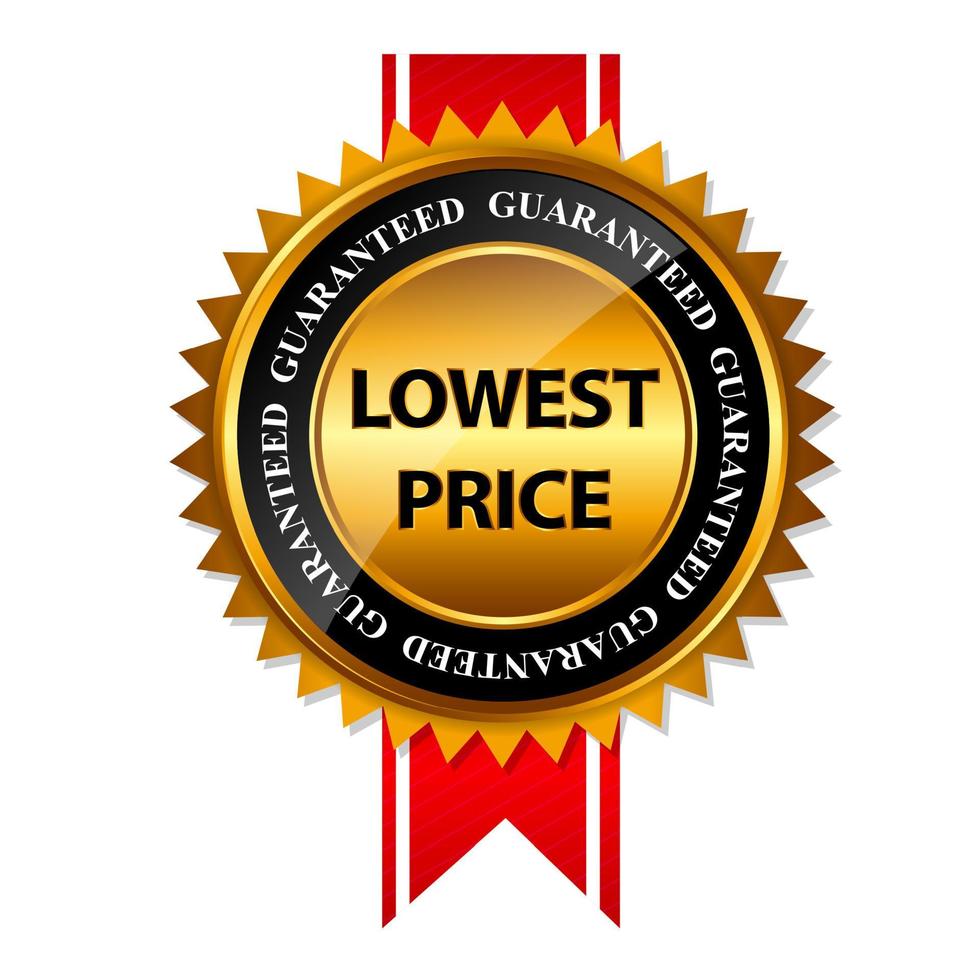 Lowest Price Guarantee Gold Label Sign Template Vector Illustration