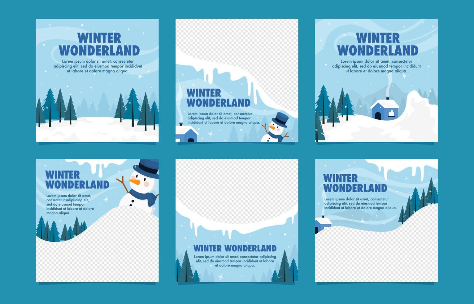 Winter Wonderland Social Media Posts vector