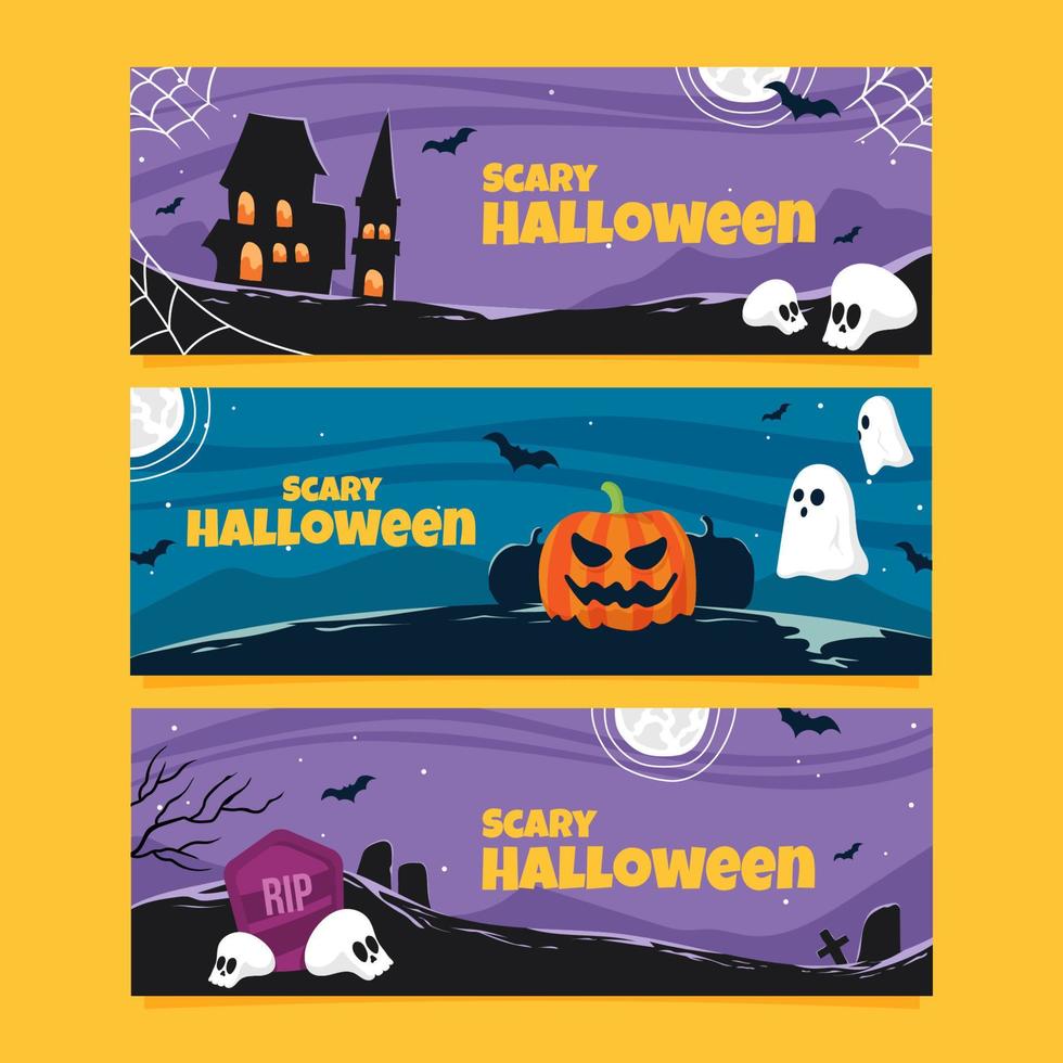 Scary Halloween Banner Set vector