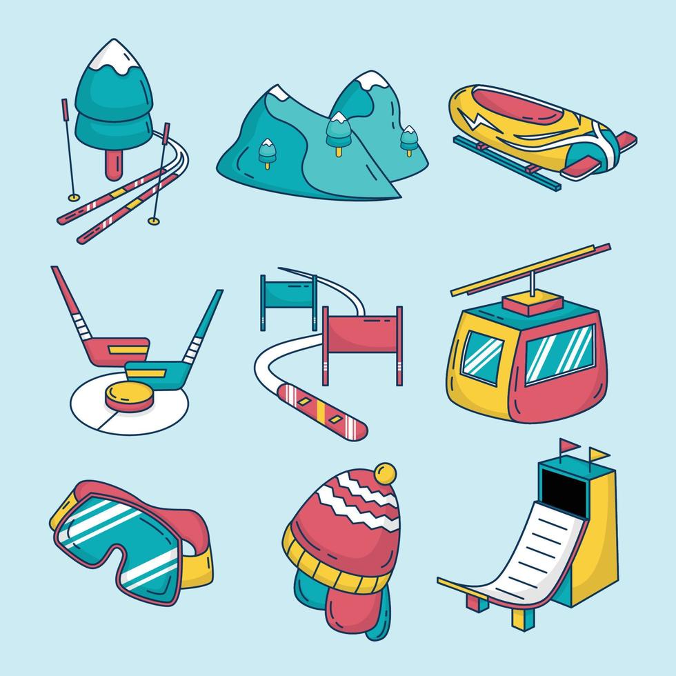 Winter Activity Sport Icon Set vector