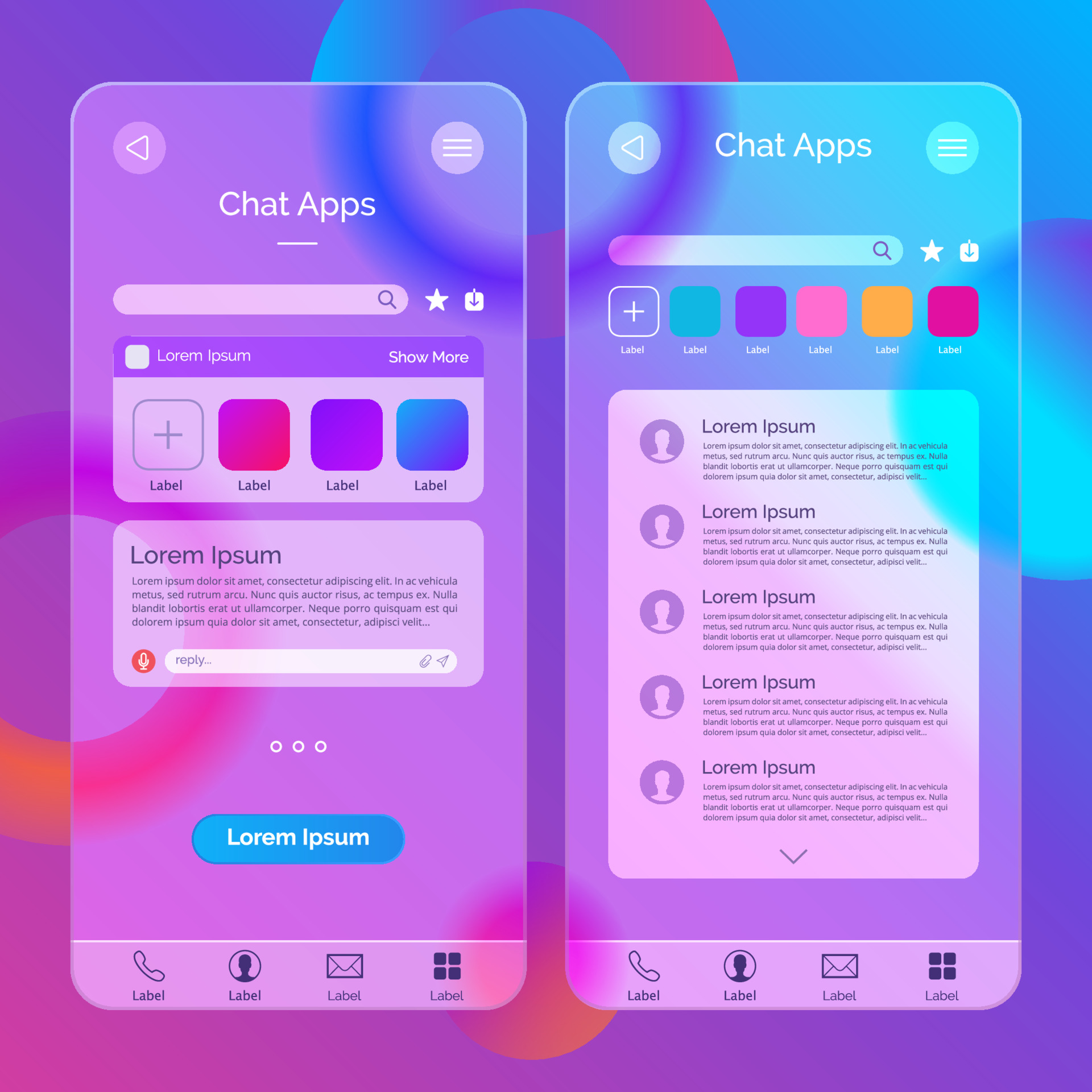 chat-apps-uiux-glassmorphism-template-3622273-vector-art-at-vecteezy