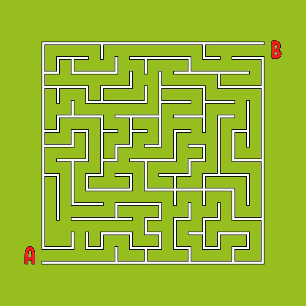Abstract square maze. Game for kids. Puzzle for children. One entrances, one exit. Labyrinth conundrum. Simple flat vector illustration isolated on color background.