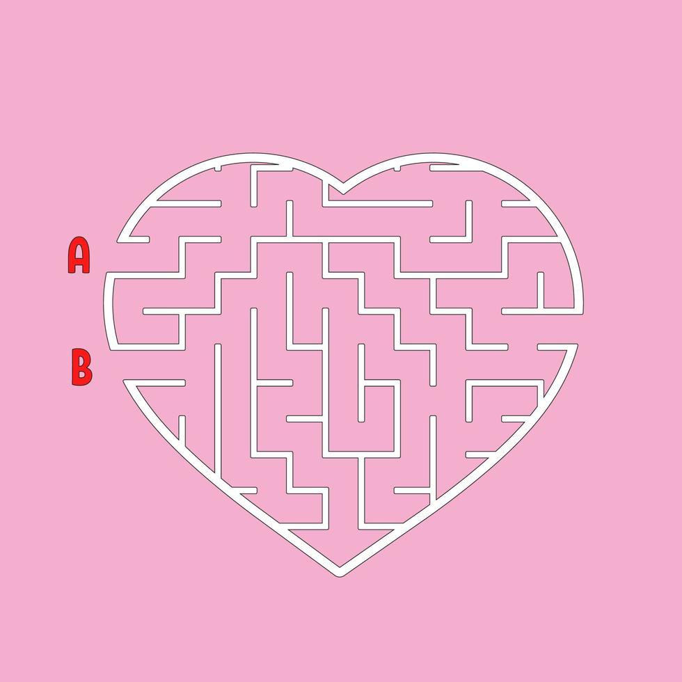 Labyrinth in the shape of a heart. Game for kids. Puzzle for children. Find the right way. Maze conundrum. Flat vector illustration isolated on white background.