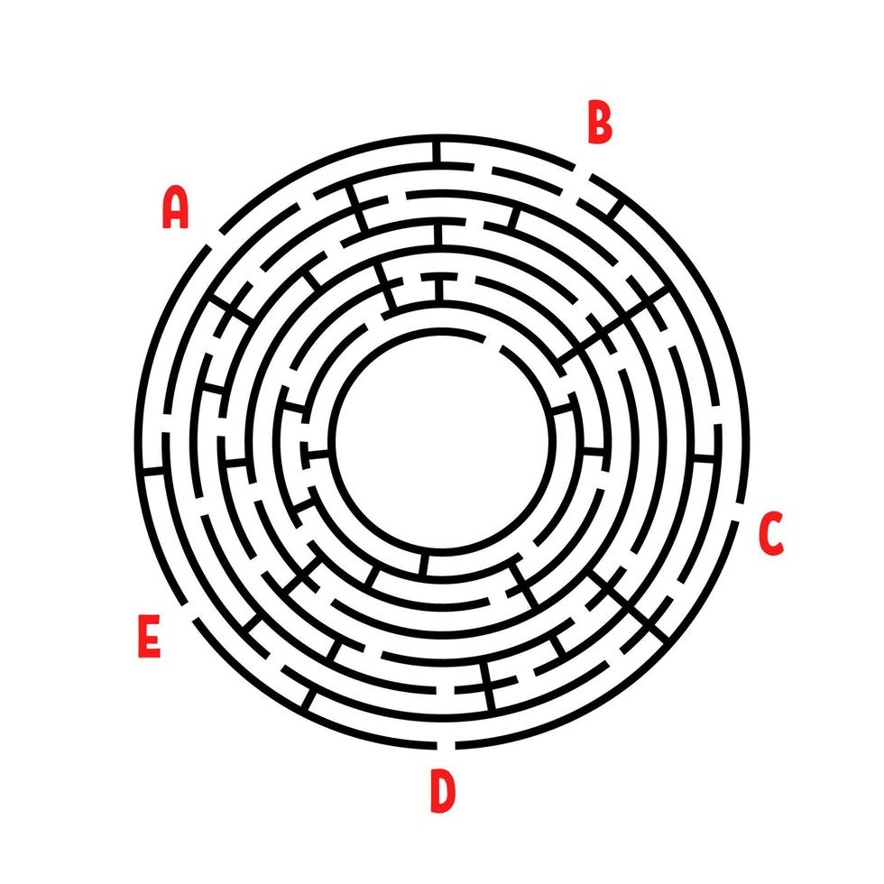 Abstract round maze. Game for kids. Puzzle for children. Find the right path. Labyrinth conundrum. Flat vector illustration isolated on white background. With place for your image.