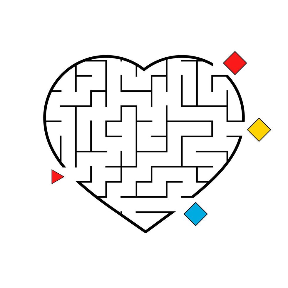 Labyrinth in the shape of a heart. Game for kids. Puzzle for children. Find the right way. Maze conundrum. Flat vector illustration isolated on white background.