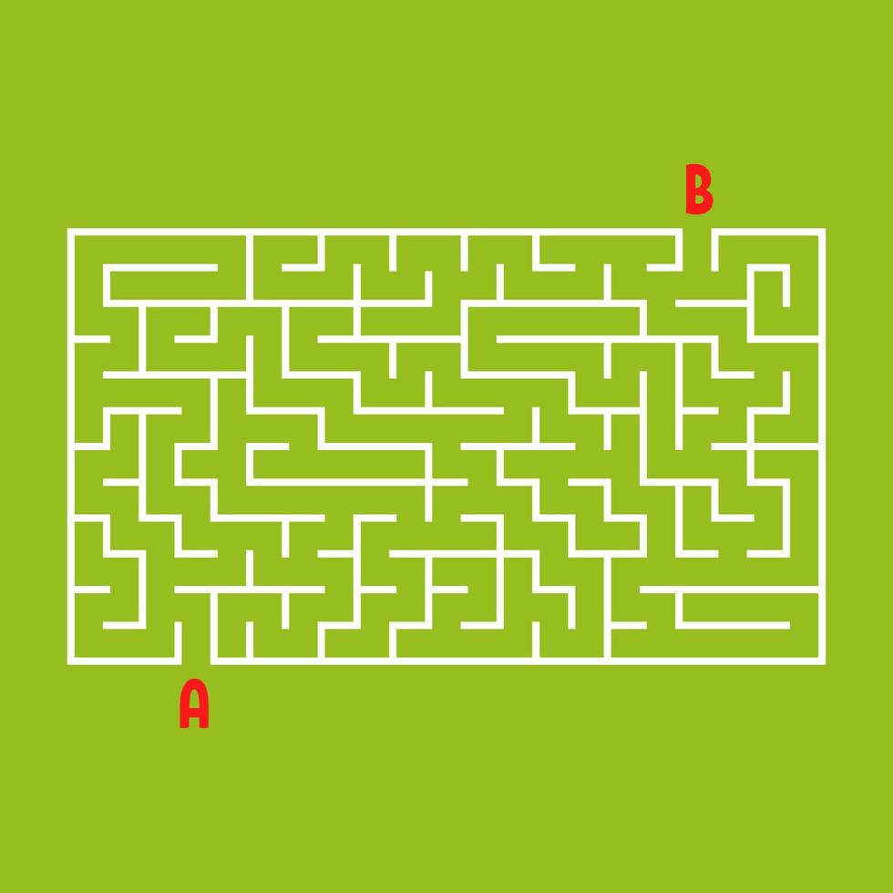 Abstract rectangular maze. Game for kids. Puzzle for children. One entrance, one exit. Labyrinth conundrum. Flat vector illustration isolated on color background.