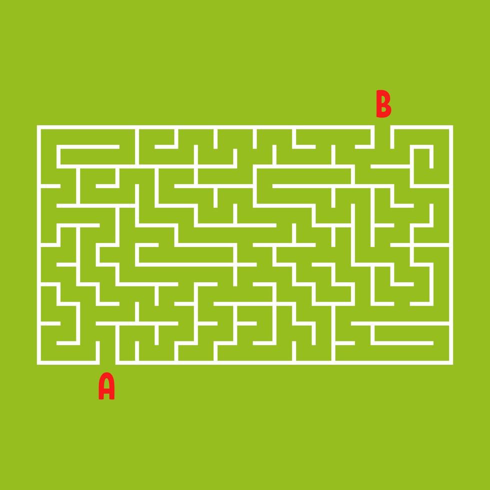 Abstract rectangular maze. Game for kids. Puzzle for children. One entrance, one exit. Labyrinth conundrum. Flat vector illustration isolated on color background.